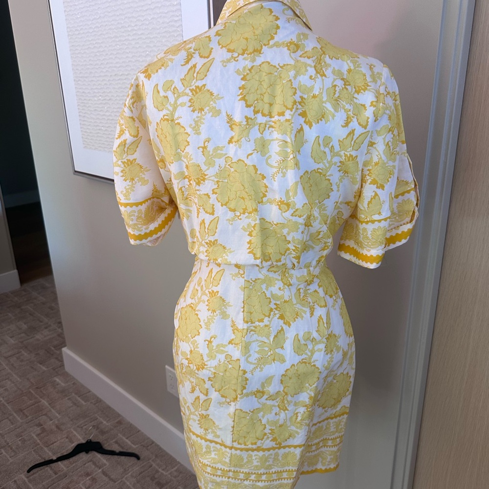 Alex Marie Yellow Floral Midi Shirt Dress with Tie Waist - Picture 6 of 12